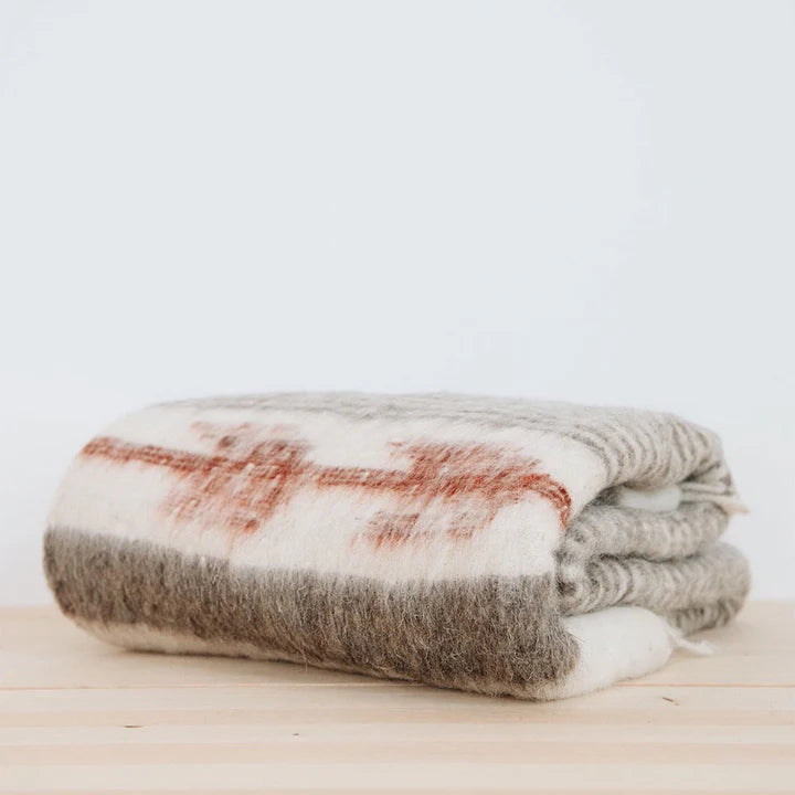 NURALIFE | Hand-Loomed Blanket - Grey/Cayenne