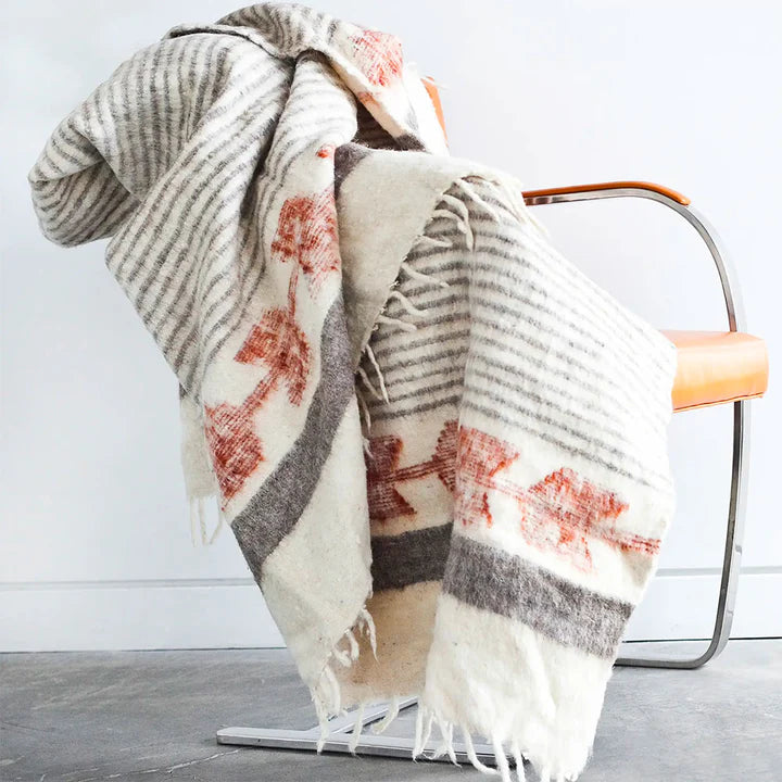 NURALIFE | Hand-Loomed Blanket - Grey/Cayenne