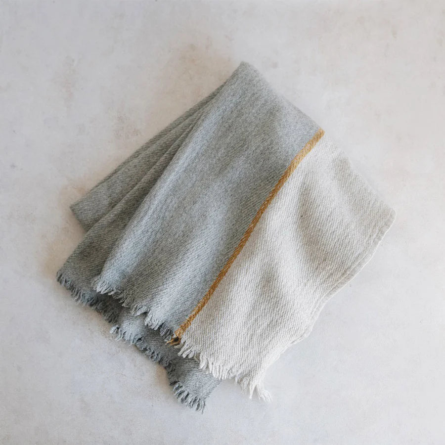 NURALIFE | Wool Blend Throw - Natural & Grey