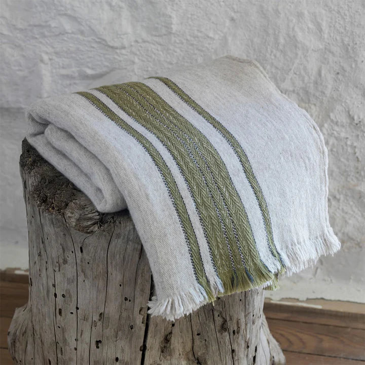 NURALIFE | Wool Blend Throw - Olive Accent