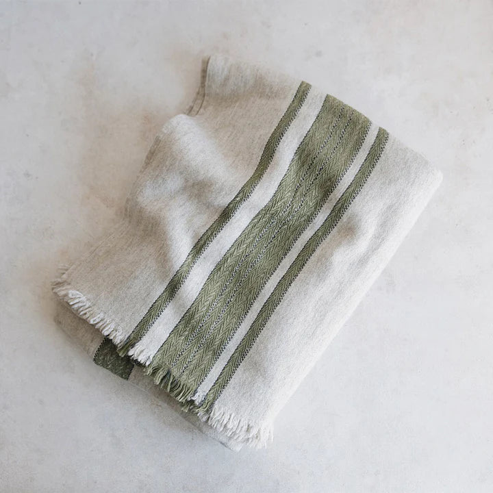 NURALIFE | Wool Blend Throw - Olive Accent