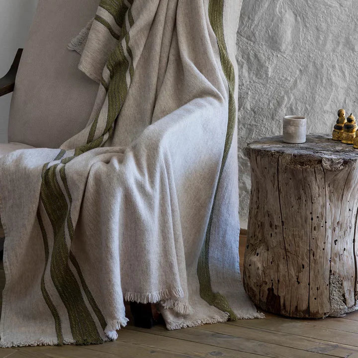 NURALIFE | Wool Blend Throw - Olive Accent